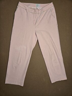 Womens Pink Gingham Casual Pants -Bamboo Traders
